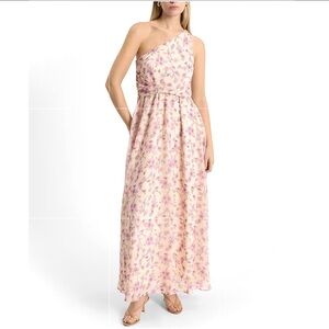 NEW Express Floral One Shoulder Pleated Maxi Dress XS